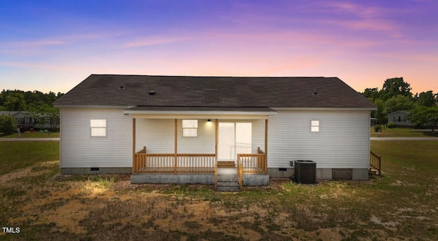 5029 Carole Dr, Wilson, NC 27893 - rear view of property with crawl space, covered porch, cooling unit, and a yard