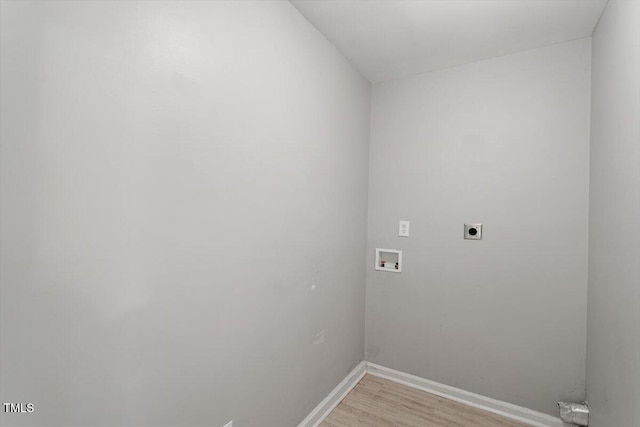 5613 Deerborn Dr, Apex, NC 27539 - laundry area featuring light wood-style flooring, baseboards, hookup for a washing machine, laundry area, and electric dryer hookup