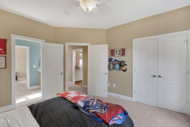 95 Live Oak Dr, Louisburg, NC 27549 - carpeted bedroom with a closet, ceiling fan, and baseboards