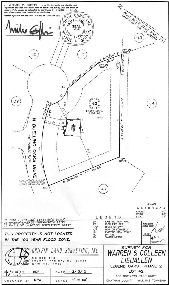 106 N Duelling Oaks Dr, Chapel Hill, NC 27517 - survey map / technical document