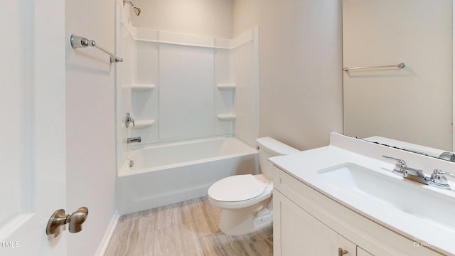 1314 Rosepine Dr, Cary, NC 27519 - bathroom featuring toilet, vanity, bathing tub / shower combination, and wood finished floors