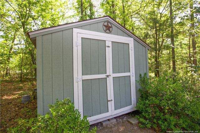 view of shed