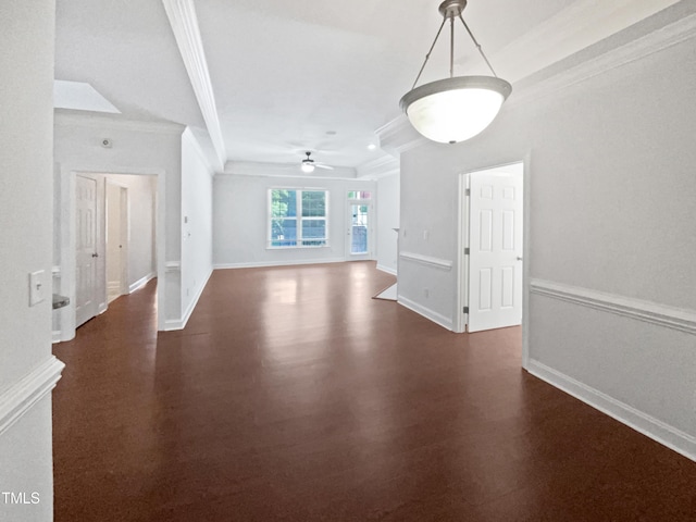 2651 Lockwood Rd Unit 201, Fayetteville, NC 28303 - interior space featuring ornamental molding, ceiling fan, and wood finished floors
