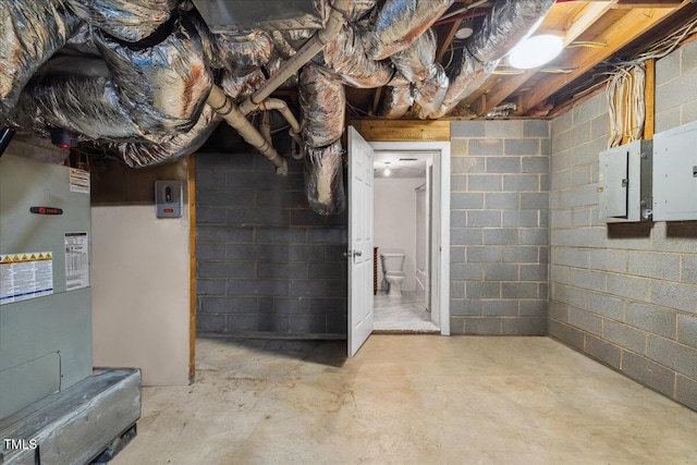 unfinished below grade area featuring electric panel