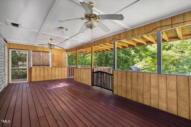 deck featuring a ceiling fan