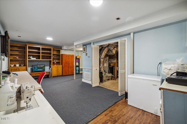 office space featuring recessed lighting and wood finished floors