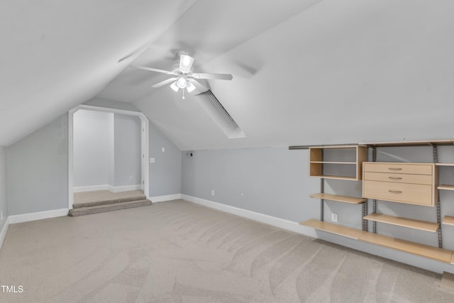 111 Ferncroft Ct, Cary, NC 27519 - additional living space featuring carpet, lofted ceiling, a ceiling fan, and baseboards