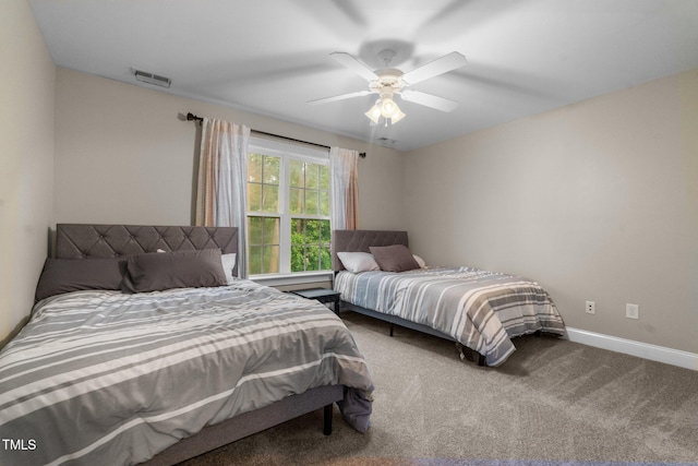 200 Heather Brook Cir, Spring Lake, NC 28390 - bedroom featuring visible vents, a ceiling fan, carpet, and baseboards