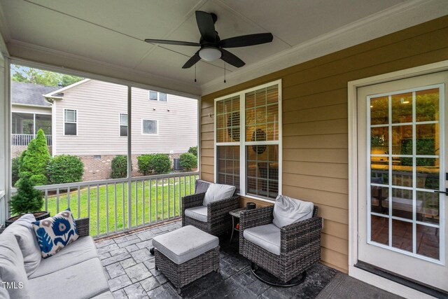 200 Heather Brook Cir, Spring Lake, NC 28390 - view of patio featuring ceiling fan and an outdoor living space