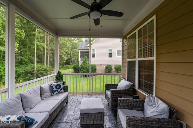 200 Heather Brook Cir, Spring Lake, NC 28390 - sunroom featuring ceiling fan and an outdoor hangout area