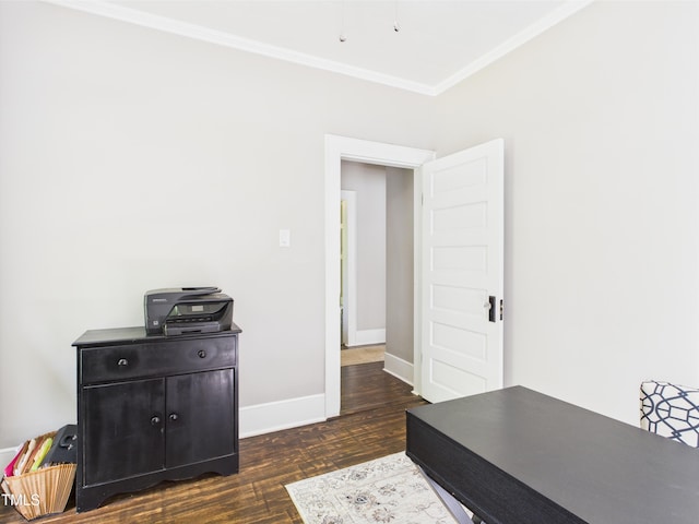 3609 Creekridge Country Rd, Randleman, NC 27317 - office with baseboards, ornamental molding, and dark wood finished floors