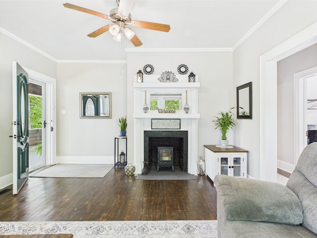 3609 Creekridge Country Rd, Randleman, NC 27317 - living room featuring baseboards, ornamental molding, and wood finished floors