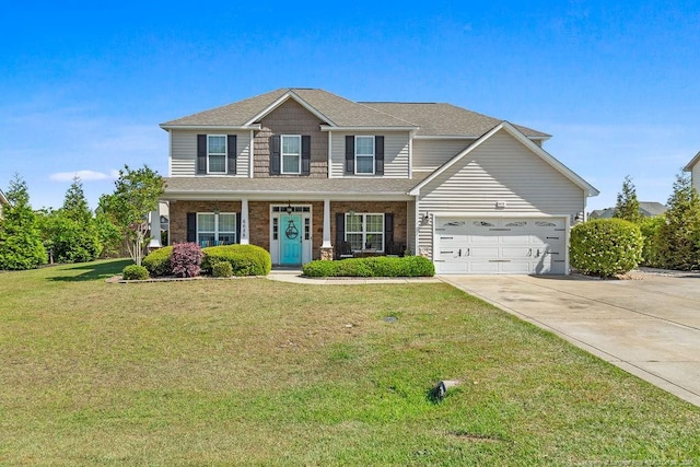 6628 Carriage Crossing Rd, Hope Mills, NC 28348 - view of front of home with roof with shingles, an attached garage, driveway, and a front yard