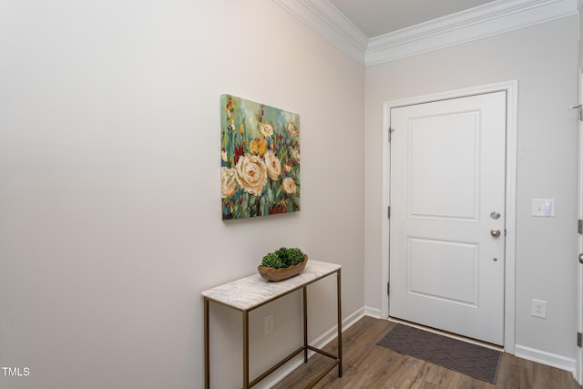 228 Shingle Oak Rd, Wake Forest, NC 27587 - foyer featuring crown molding, wood finished floors, and baseboards