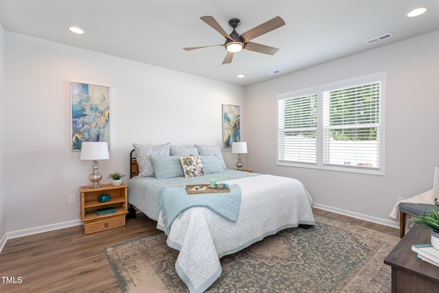 228 Shingle Oak Rd, Wake Forest, NC 27587 - bedroom featuring wood finished floors, baseboards, recessed lighting, and a ceiling fan