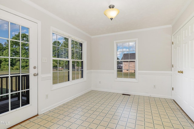 2919 Hayfield Rd, Wade, NC 28395 - interior space featuring a healthy amount of sunlight, visible vents, and crown molding