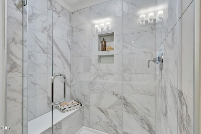bathroom featuring a stall shower