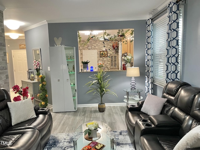 1944 Castle Pines Dr, Raleigh, NC 27604 - living room with wood finished floors, crown molding, and baseboards