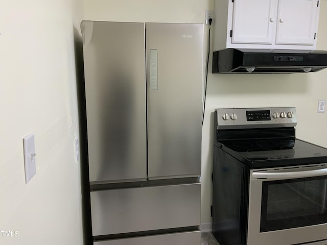 109 Revelle Park Ln, Murfreesboro, NC 27855 - kitchen featuring stainless steel appliances, ventilation hood, and white cabinets