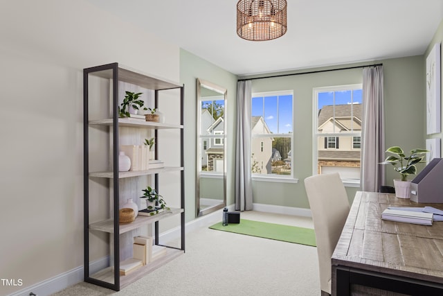 44 Honeydew Way, Clayton, NC 27520 - carpeted office featuring baseboards and a notable chandelier