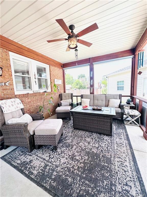 5706 Archer Rd, Hope Mills, NC 28348 - view of patio featuring an outdoor hangout area and a ceiling fan