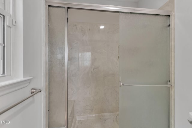 bathroom featuring a shower stall