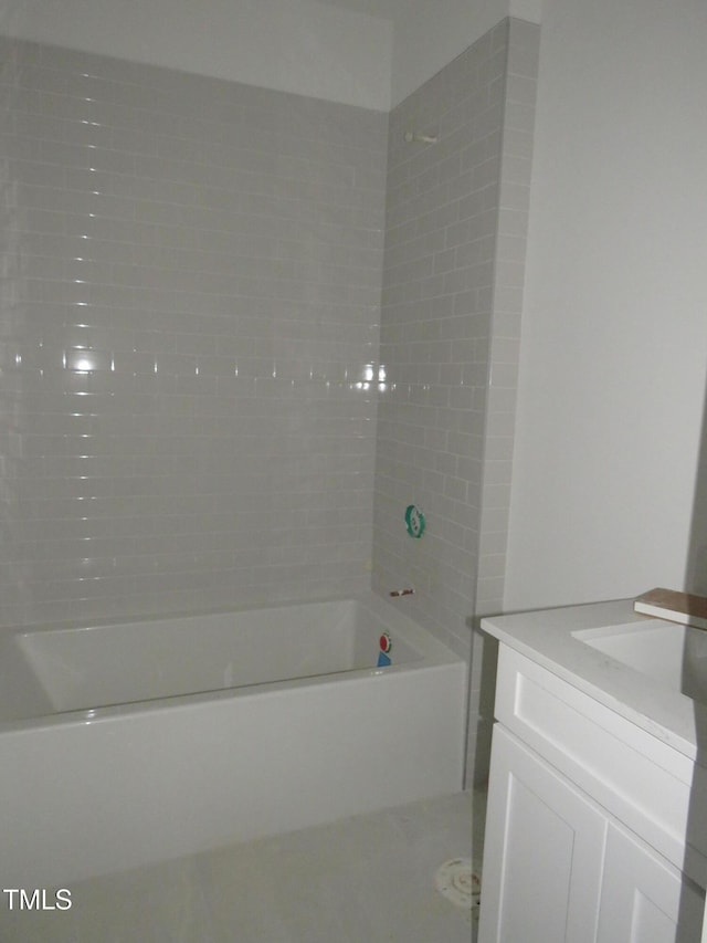 full bathroom with vanity and bathtub / shower combination