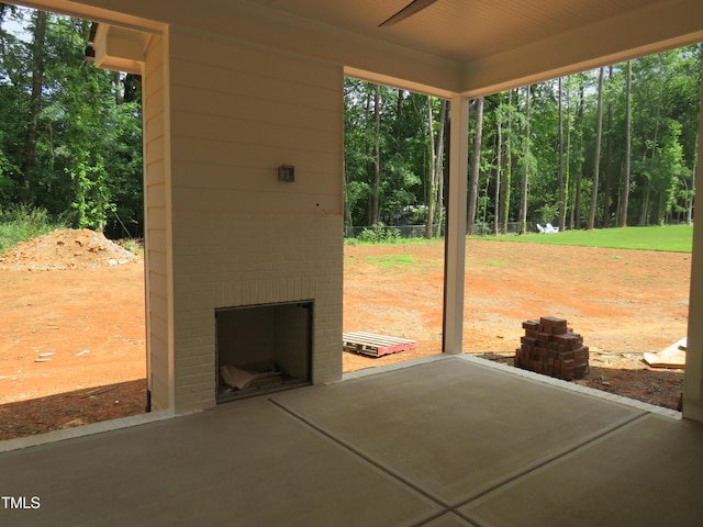 1444 Old Apex Rd, Cary, NC 27513 - view of patio featuring an outdoor brick fireplace