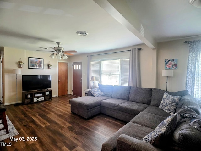 66 Epsom Rocky Ford Rd, Henderson, NC 27537 - living area with wood finished floors, a ceiling fan, and baseboards