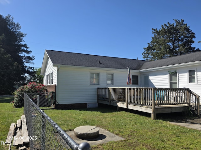 66 Epsom Rocky Ford Rd, Henderson, NC 27537 - rear view of house with a wooden deck and a shingled roof