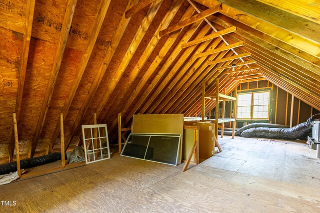 attic with an upstairs landing