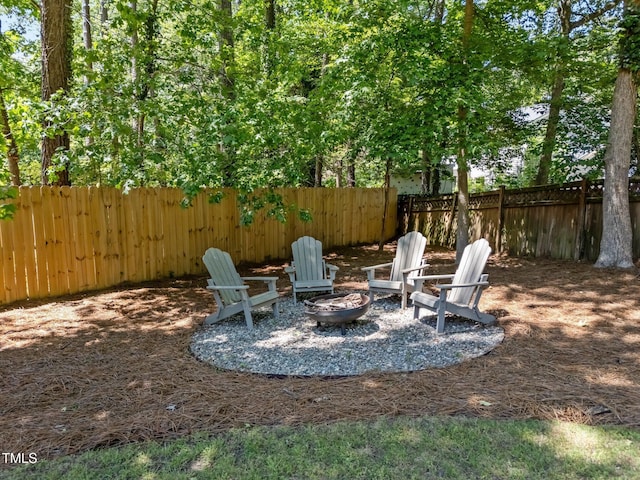 fenced backyard featuring an outdoor fire pit