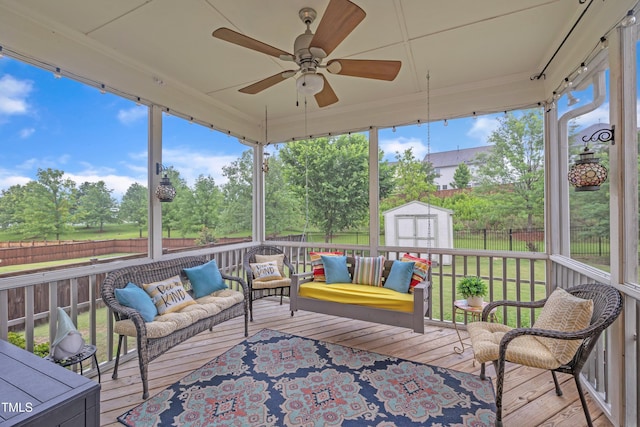 1920 Bright Kannon Way, Wendell, NC 27591 - sunroom with outdoor lounge area and a ceiling fan