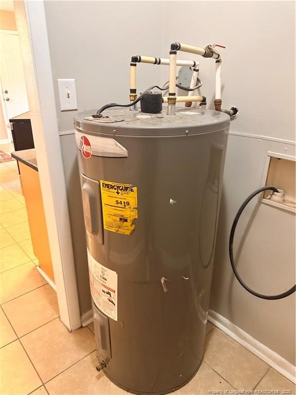 utility room featuring electric water heater
