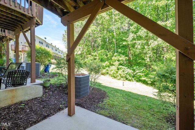 7616 Satinwing Ln, Raleigh, NC 27617 - view of yard featuring a patio and central air condition unit