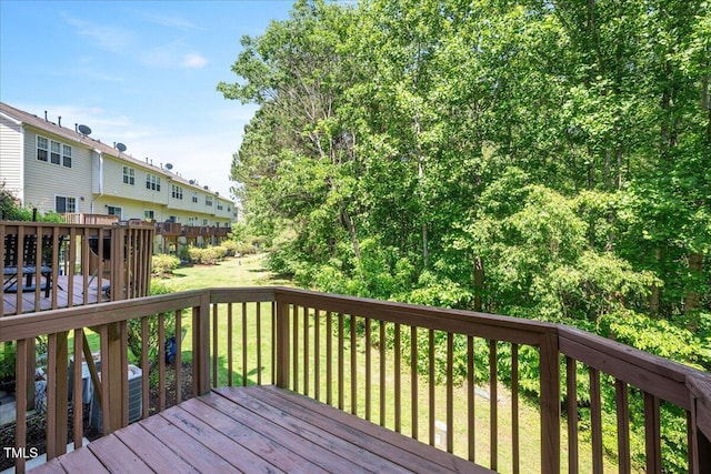 7616 Satinwing Ln, Raleigh, NC 27617 - wooden deck featuring a lawn