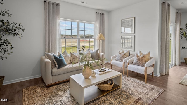 400 Apricot Ln, Carthage, NC 28327 - living room featuring baseboards, wood finished floors, and visible vents
