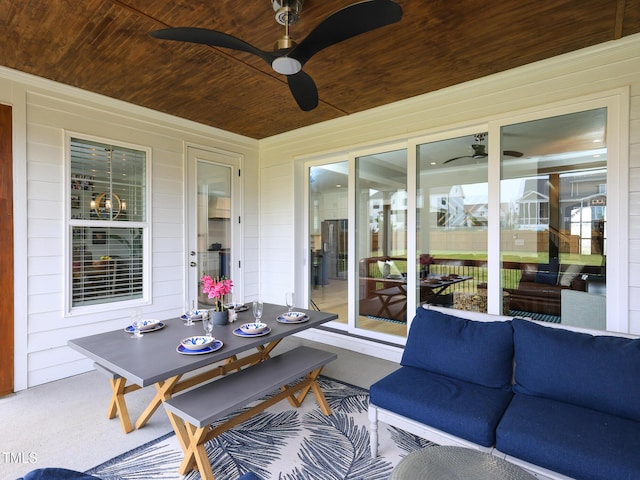 1180 Duke Farm Dr, Wake Forest, NC 27587 - sunroom featuring ceiling fan and outdoor dining area