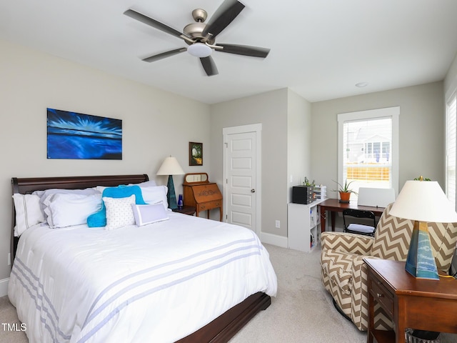 1180 Duke Farm Dr, Wake Forest, NC 27587 - bedroom featuring light colored carpet, baseboards, and a ceiling fan