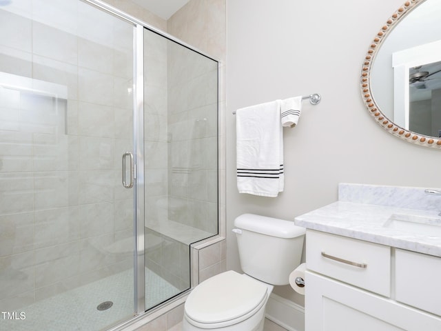 1180 Duke Farm Dr, Wake Forest, NC 27587 - bathroom with a stall shower, toilet, and vanity