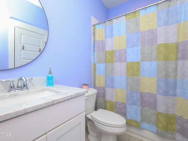 1180 Duke Farm Dr, Wake Forest, NC 27587 - full bathroom featuring vanity, toilet, and a shower with curtain