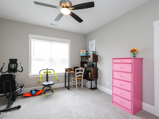 1180 Duke Farm Dr, Wake Forest, NC 27587 - carpeted office space with ceiling fan and baseboards
