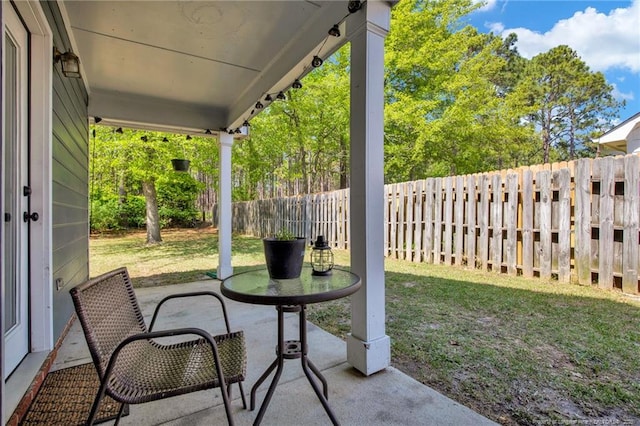 view of patio featuring a fenced backyard