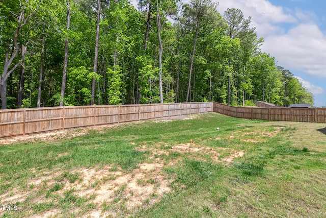 view of yard featuring a fenced backyard