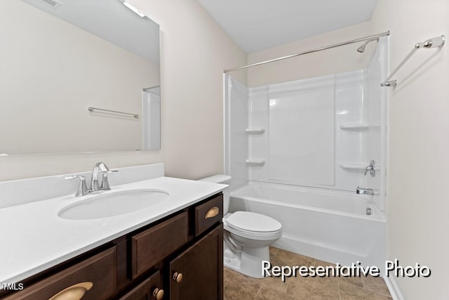 260 Curling Creek Dr Unit 235P, Clayton, NC 27527 - full bathroom featuring vanity, shower / bath combination, toilet, and tile patterned floors