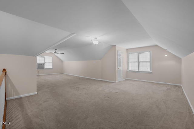 3653 Range Rd, Stem, NC 27581 - bonus room with baseboards, carpet floors, lofted ceiling, and ceiling fan
