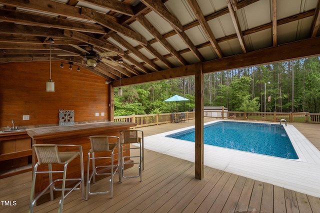 3653 Range Rd, Stem, NC 27581 - view of swimming pool featuring a wooden deck
