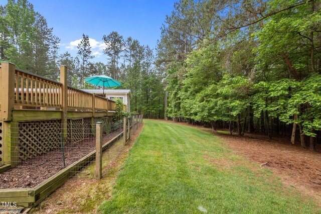 3653 Range Rd, Stem, NC 27581 - view of grassy yard with a wooden deck