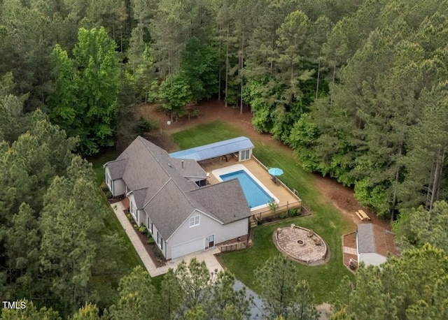 3653 Range Rd, Stem, NC 27581 - view from above of property with a heavily wooded area and a pool