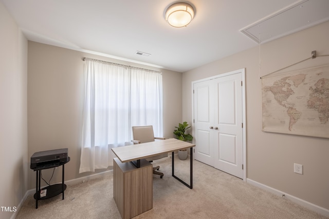 4524 Sweet Williams Ln NW, Wilson, NC 27896 - office with light colored carpet, attic access, baseboards, and visible vents